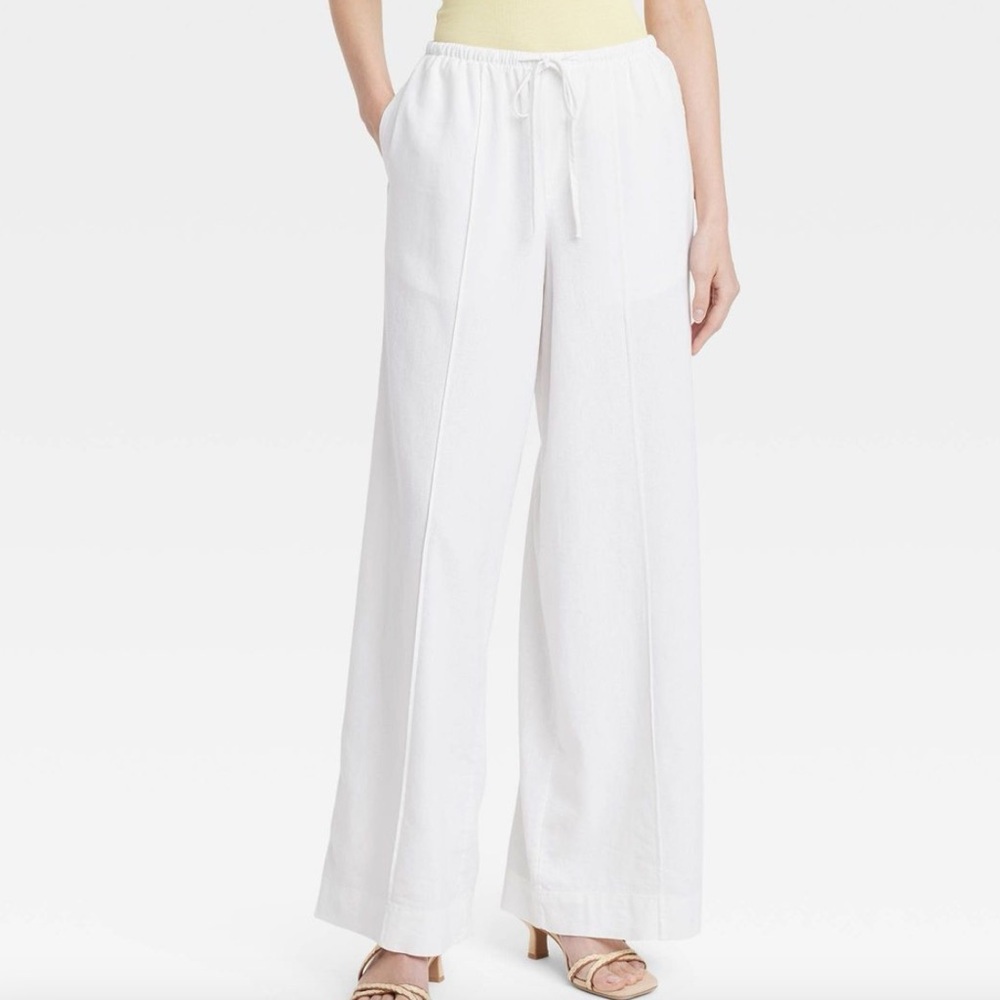 A new day high-rise linen pants white